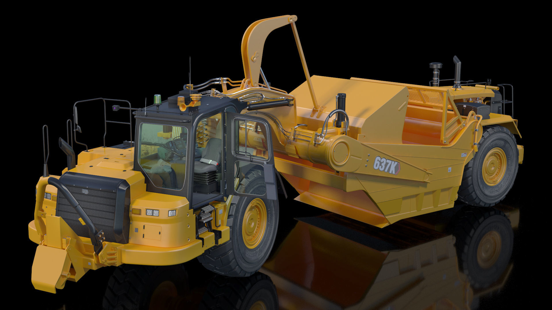Cat 637k Scraper Rigged 3D model_2