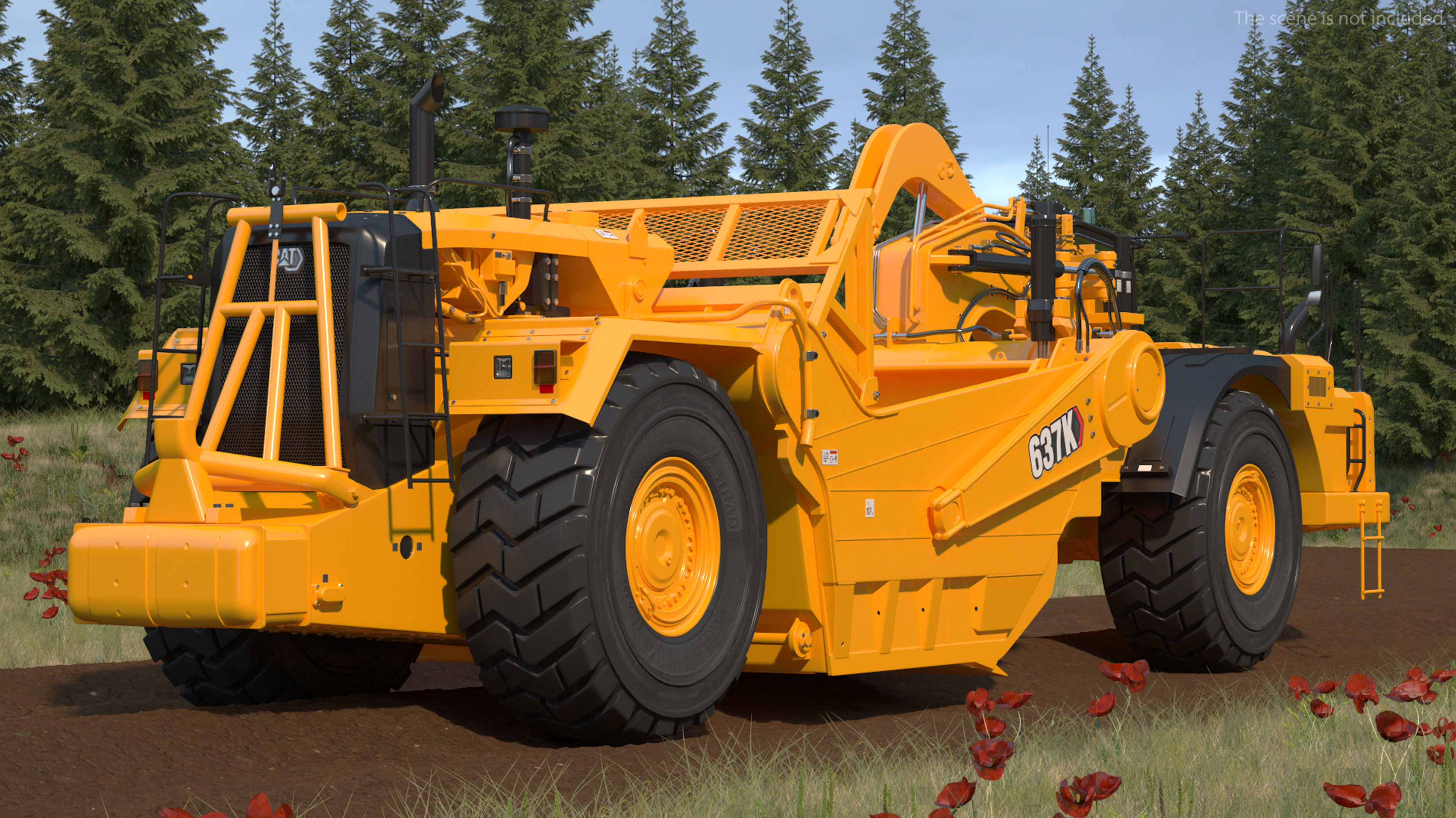 Cat 637k Scraper Rigged 3D model_5
