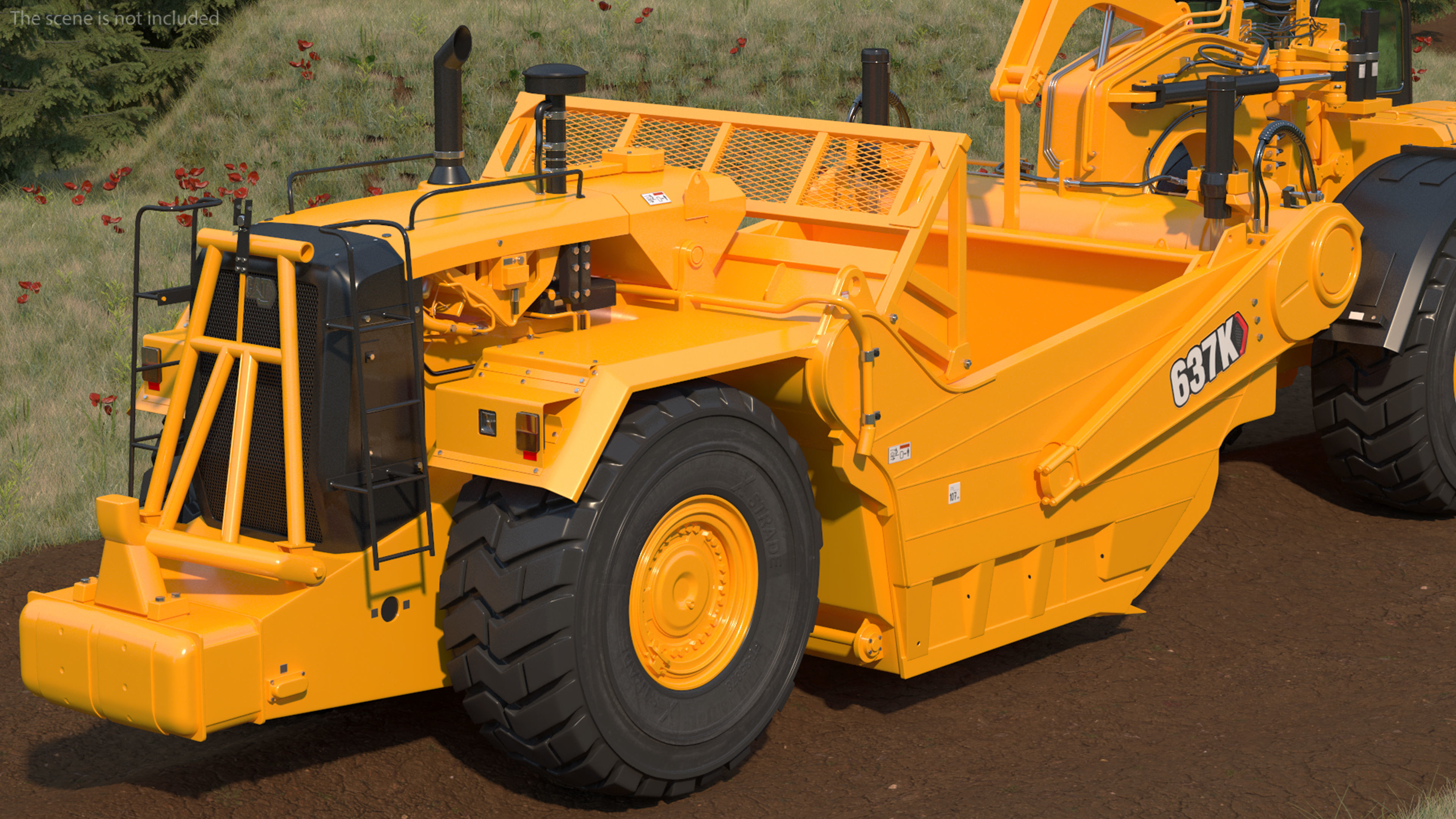 Cat 637k Scraper Rigged 3D model_10