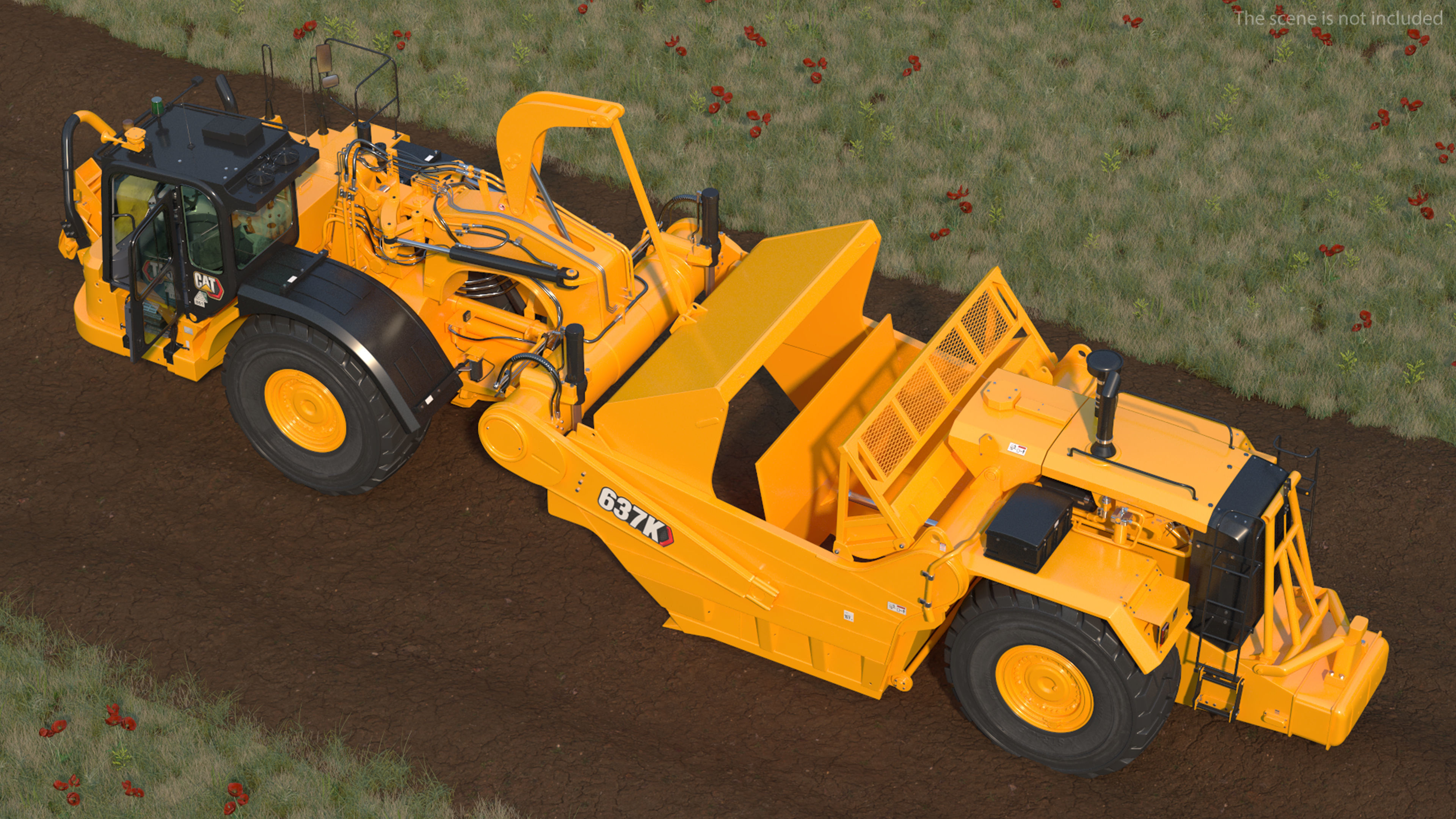 Cat 637k Scraper Rigged 3D model_6