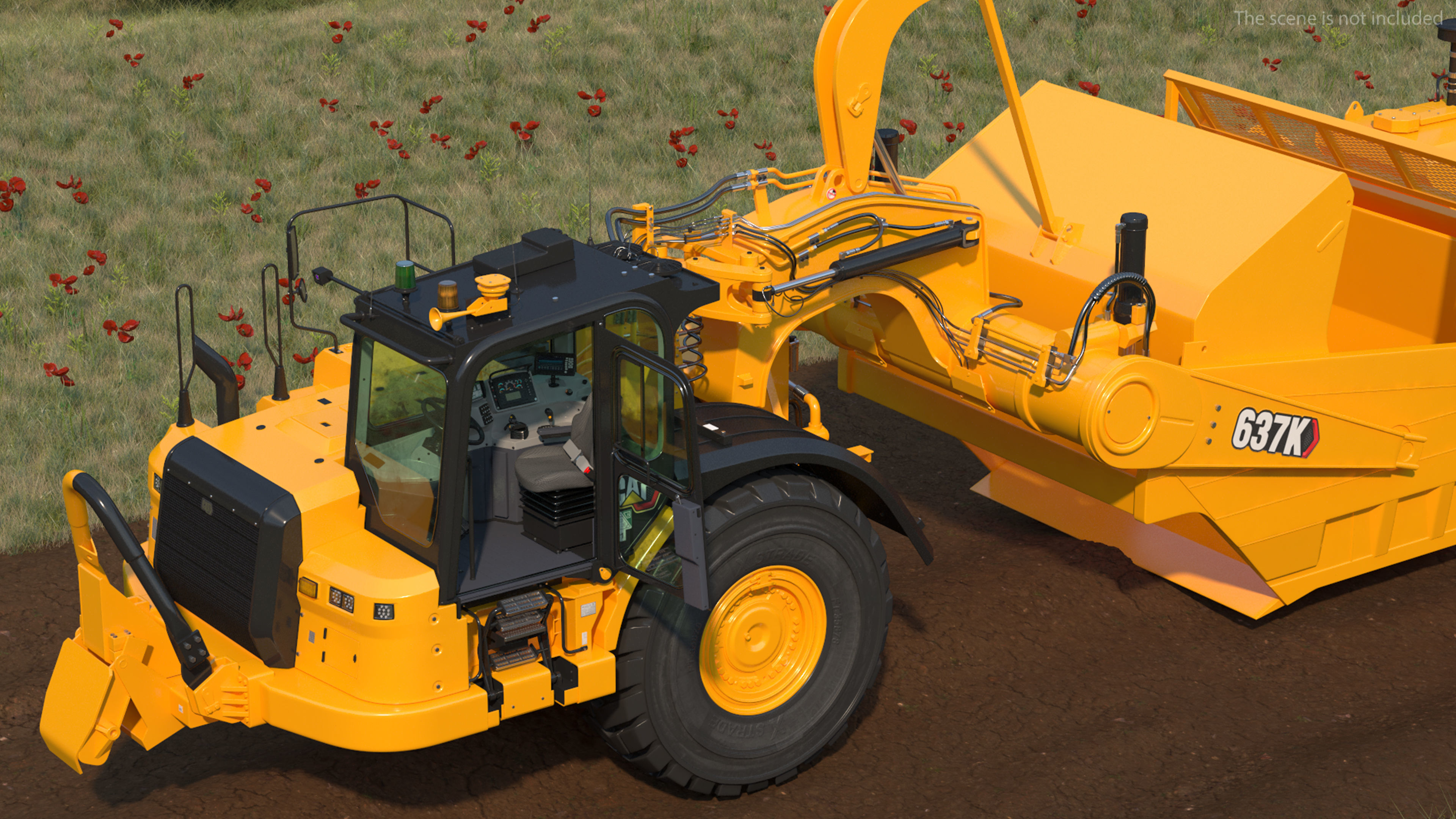 Cat 637k Scraper Rigged 3D model_16