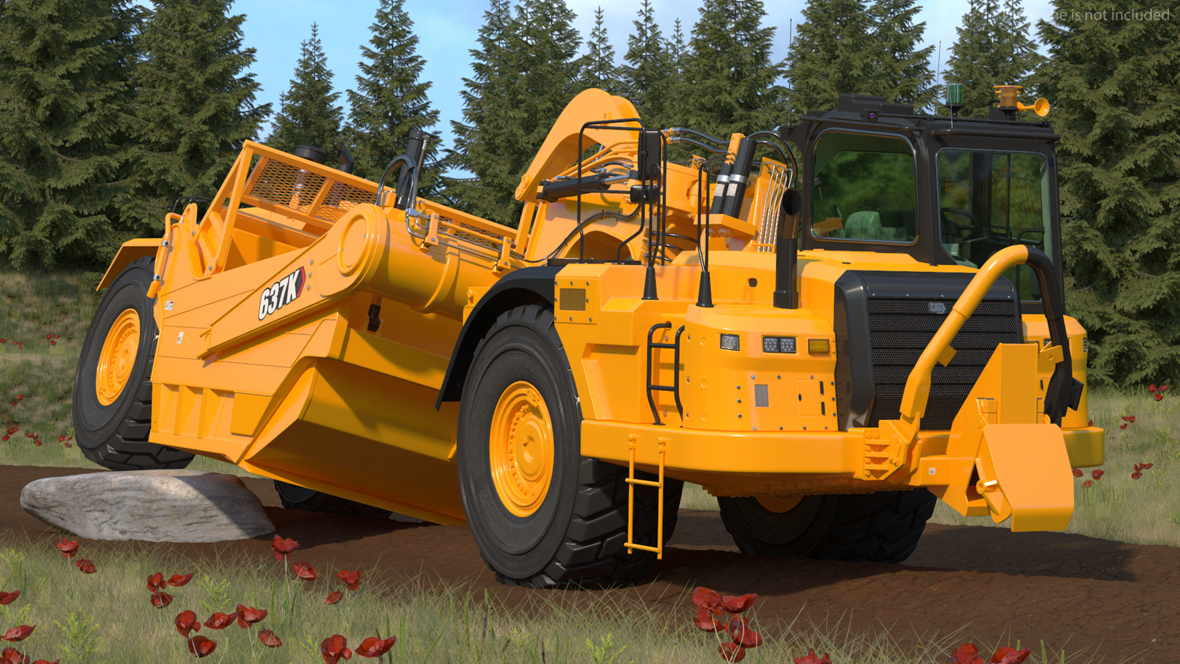 Cat 637k Scraper Rigged 3D model_4