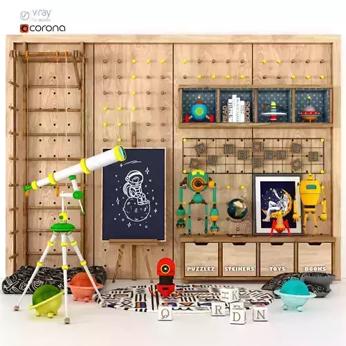 robot and space childroom decor