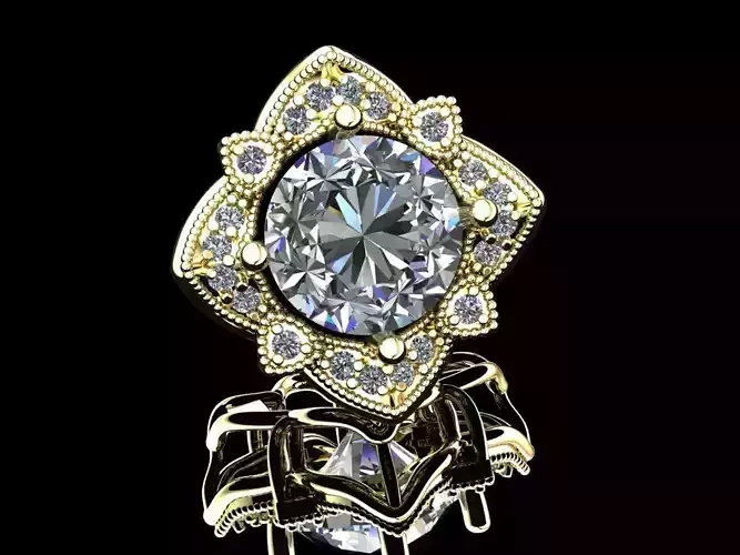 diamond flower earrings 3D model