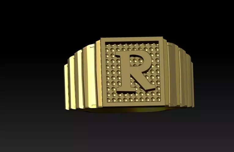 R latter Ring for men gold 3D print model