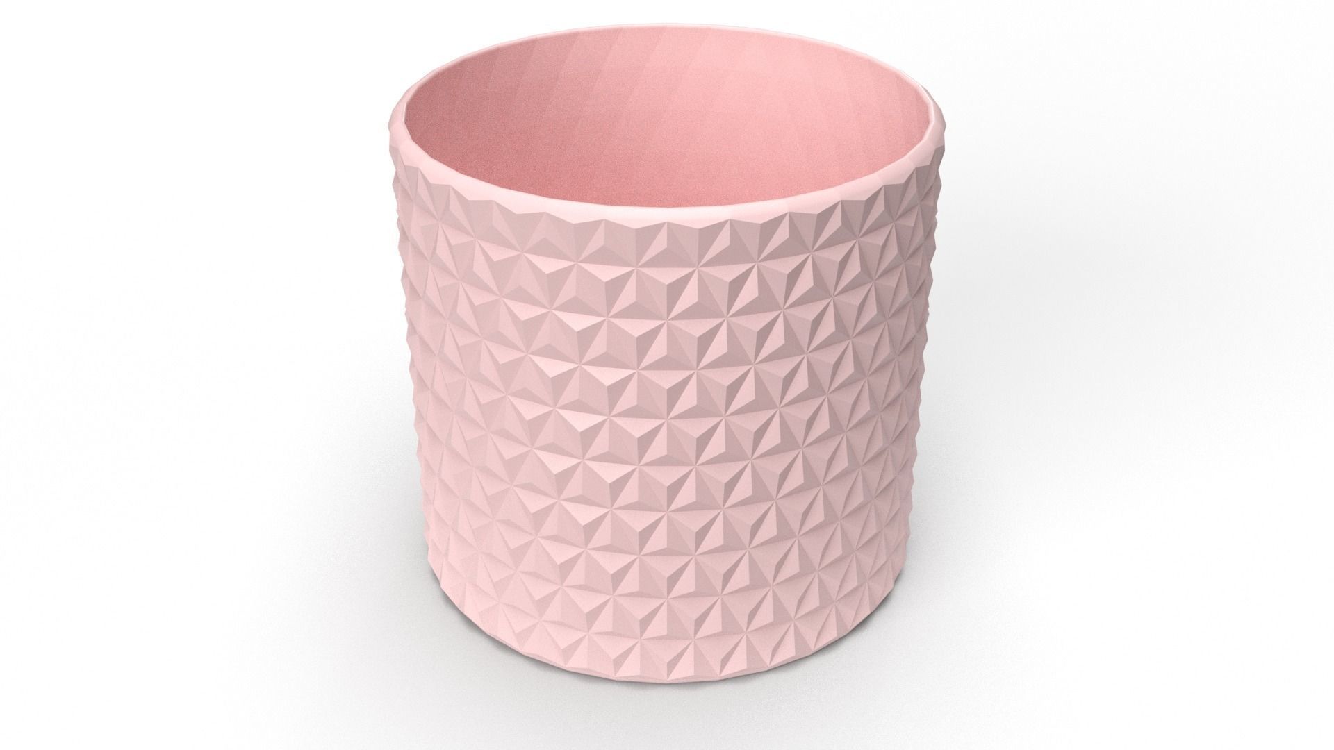 Realistic 3D pink coloured Triangular Vase 3D print model_1