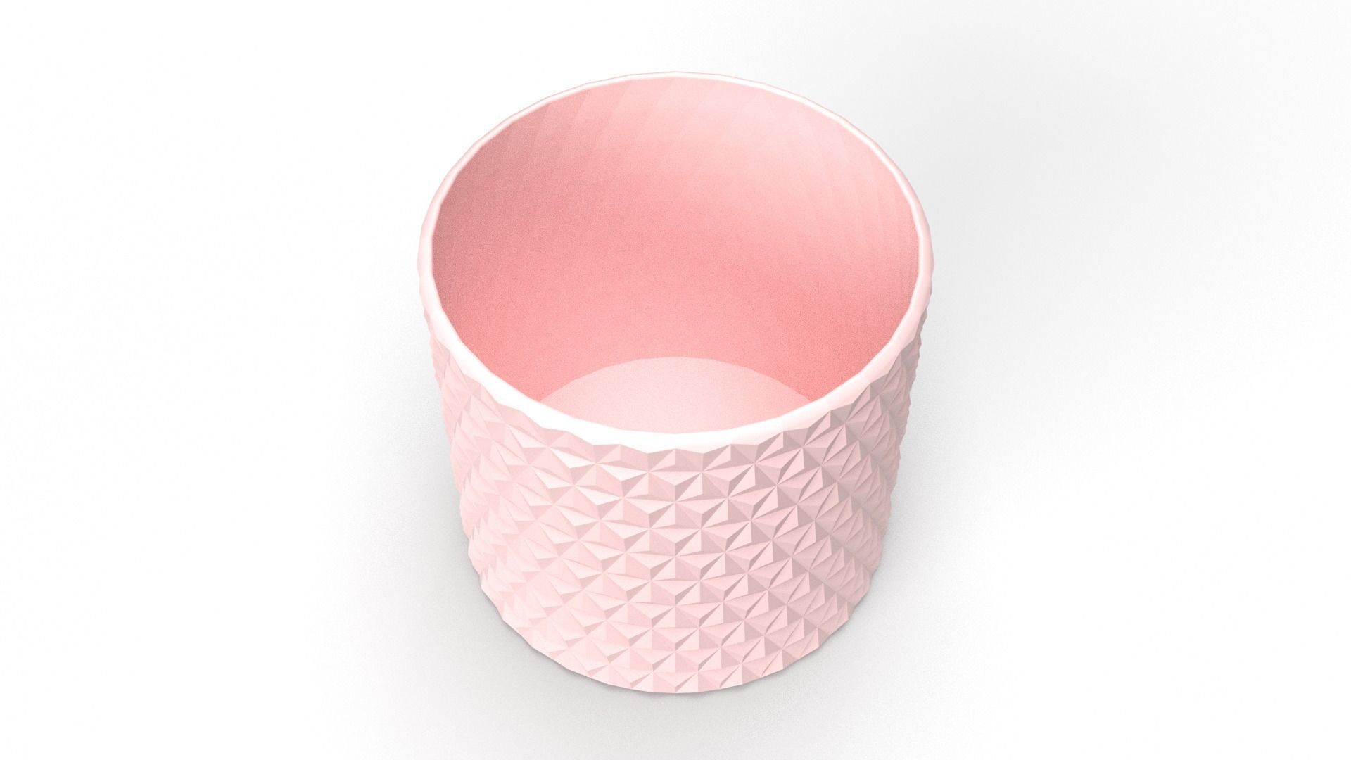 Realistic 3D pink coloured Triangular Vase 3D print model_2