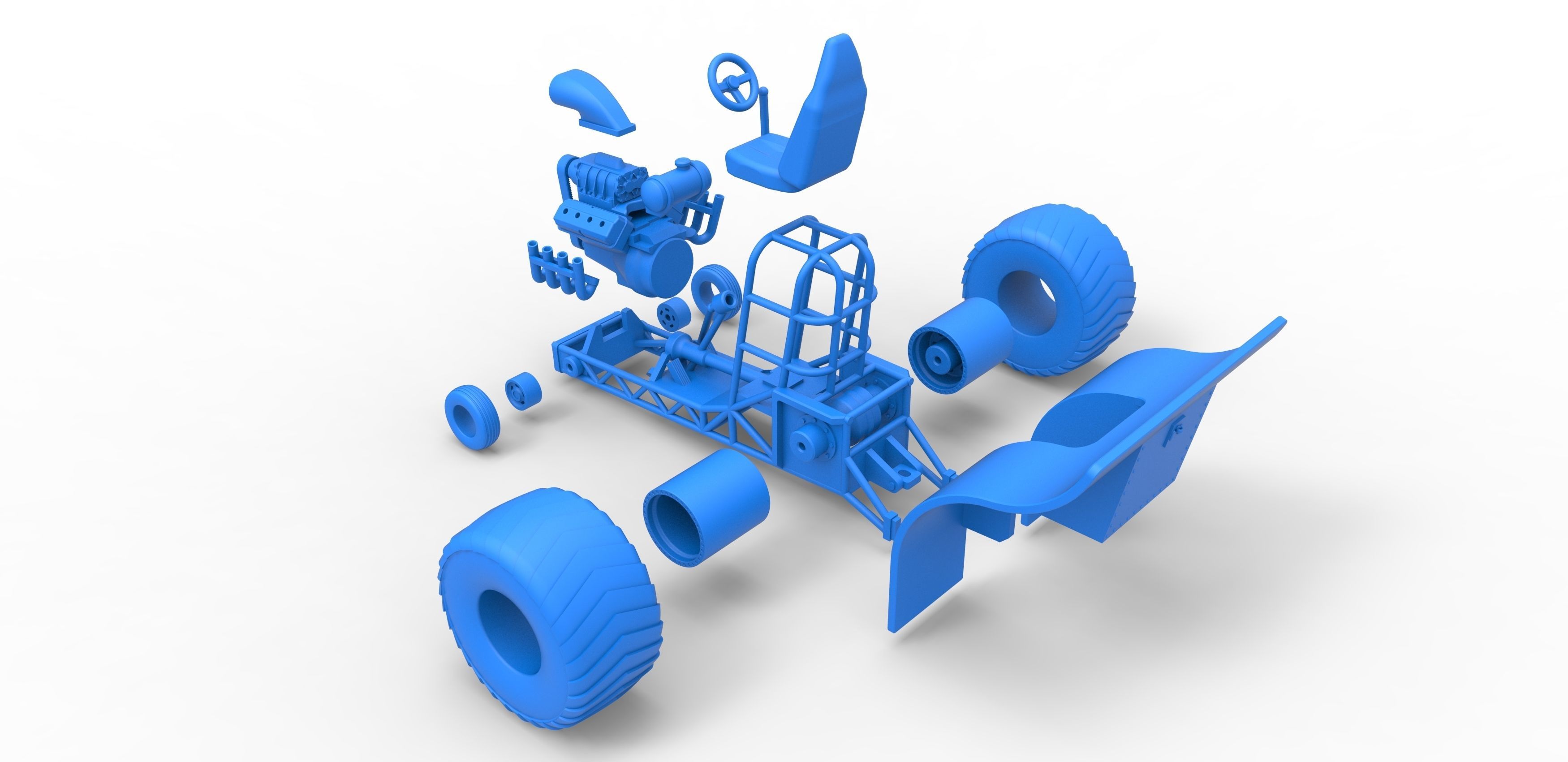 Mini Rod pulling tractor Scale 1 to 25 3D print model_32