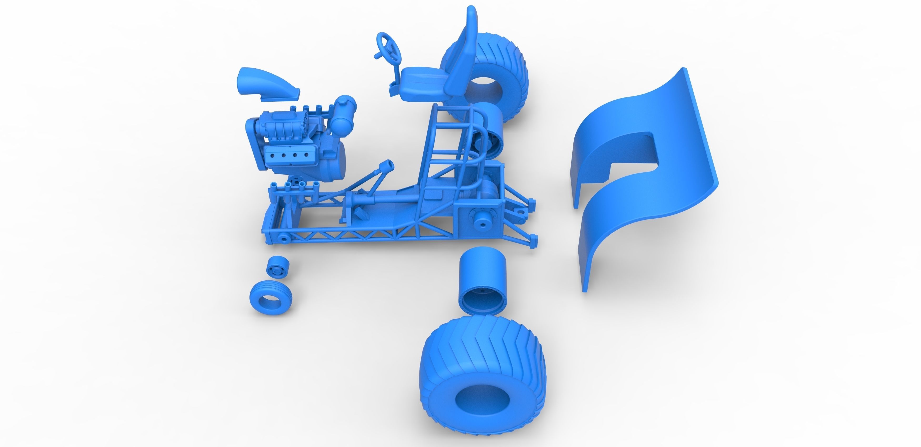 Mini Rod pulling tractor Scale 1 to 25 3D print model_31