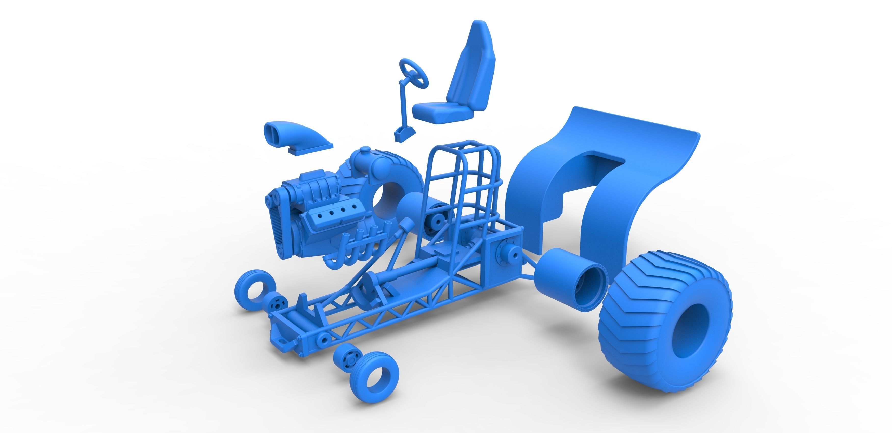 Mini Rod pulling tractor Scale 1 to 25 3D print model_27