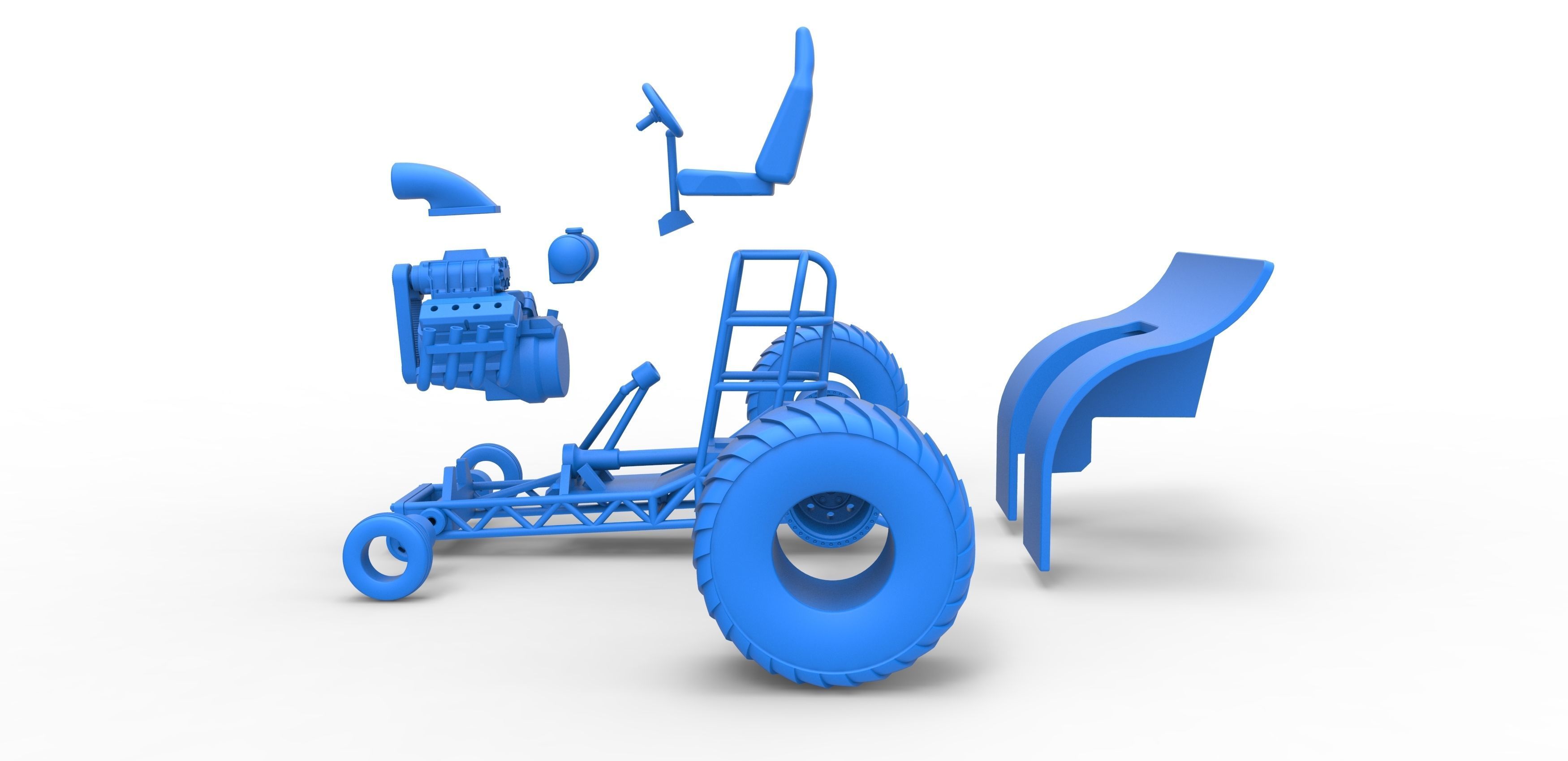 Mini Rod pulling tractor Scale 1 to 25 3D print model_30