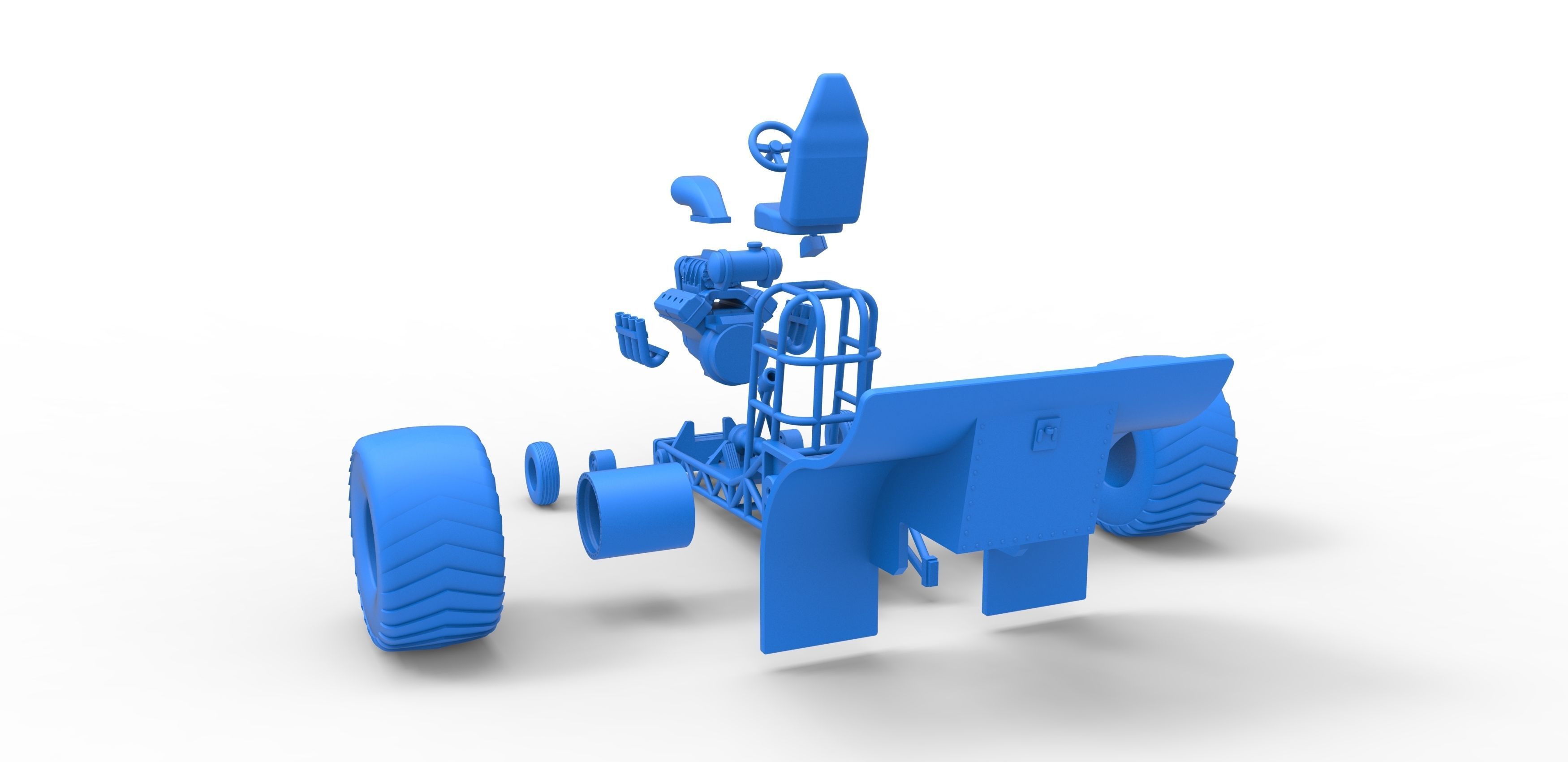 Mini Rod pulling tractor Scale 1 to 25 3D print model_33