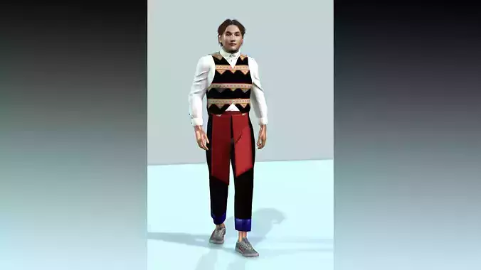 hmong traditions young Men clothing 3D model