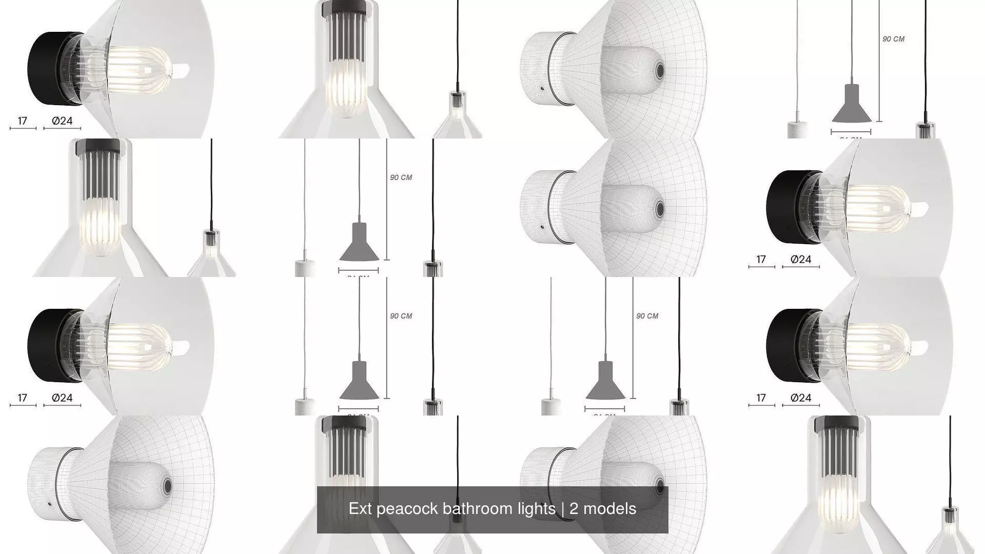 Ext peacock bathroom lights 3D Model Collection_1