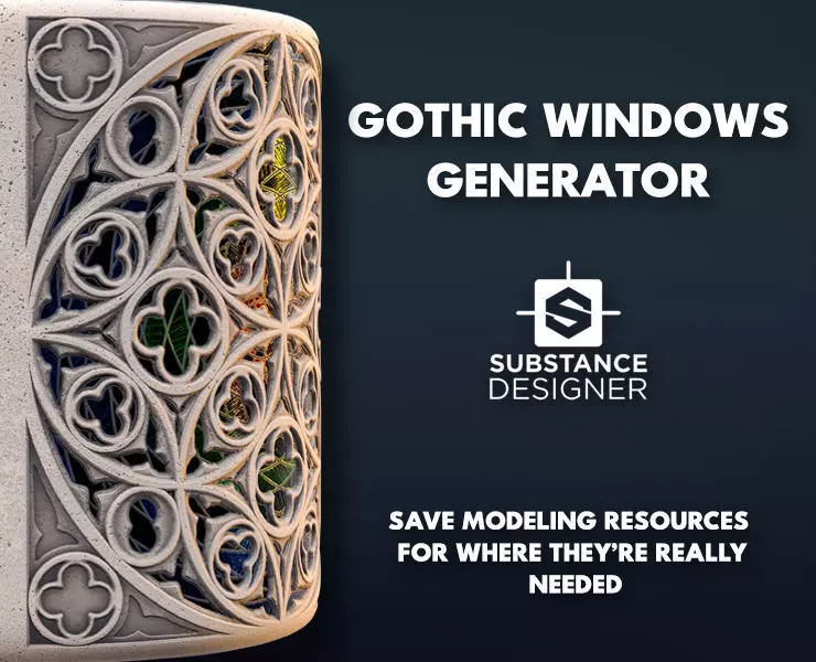 Gothic Windows Generator 3D model_0
