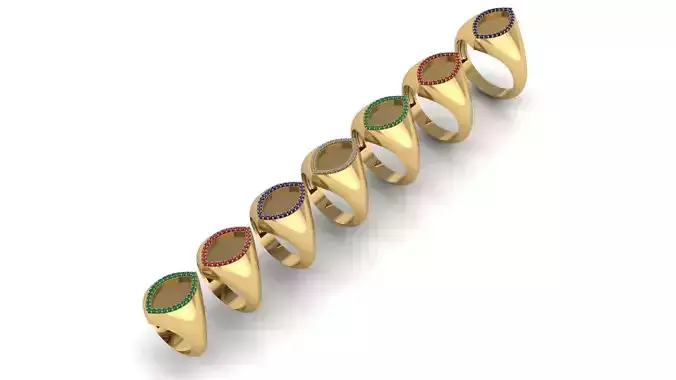 Signet Ring Marquise 16x10 mm with Diamonds