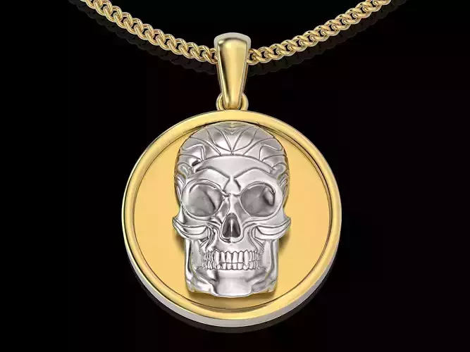 Skull pendant  gold  printable jewelry 3D model