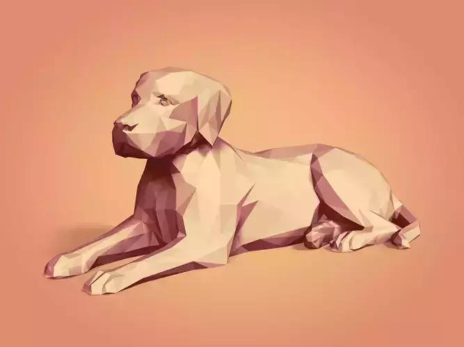 Polygonal Dog - Labrador Statue -- Ready for 3D Printing 3D print model