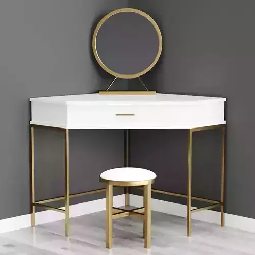 Homary Corner dressing table with mirror and stool