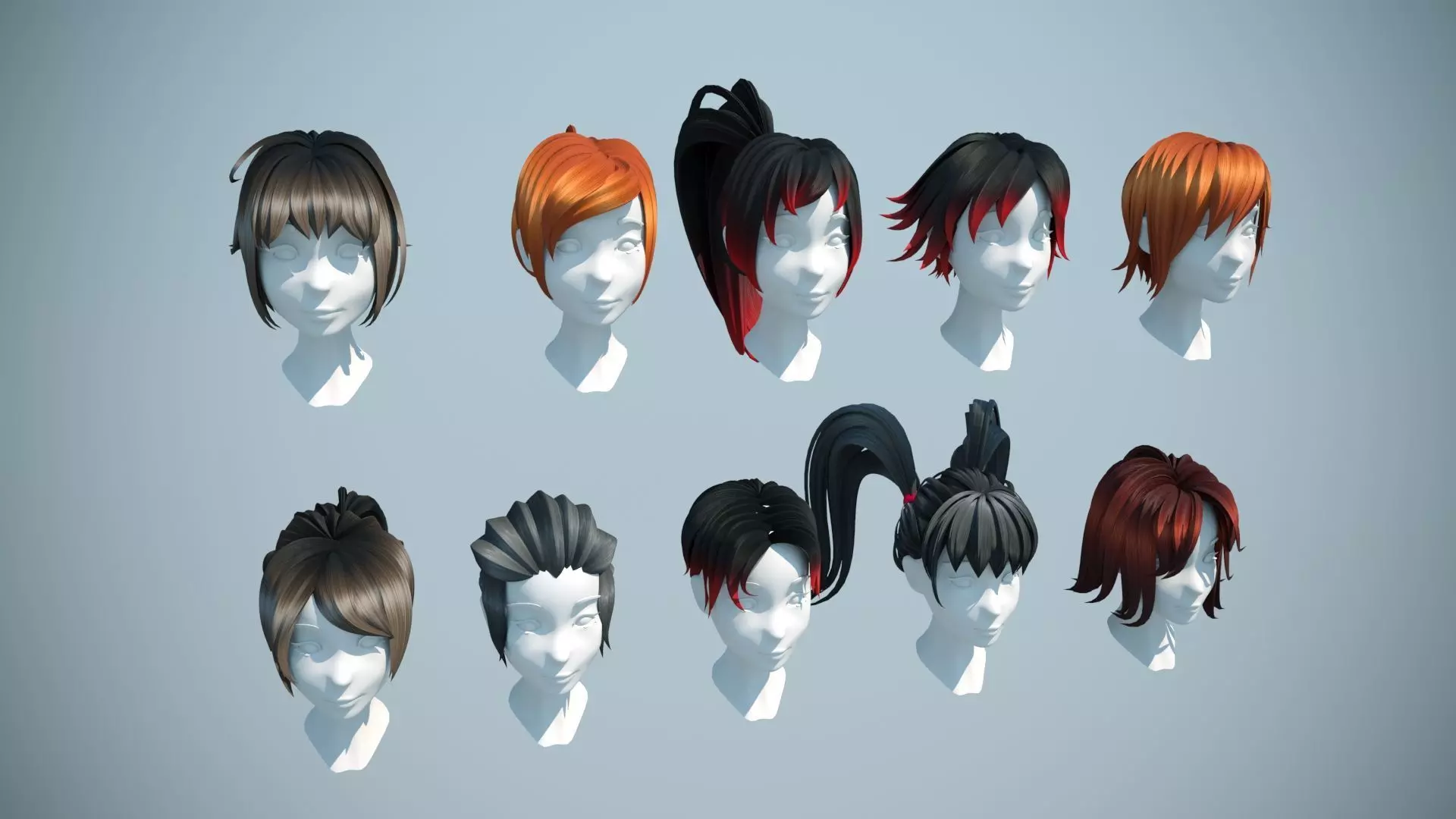 Anime Hair Collection 3D model