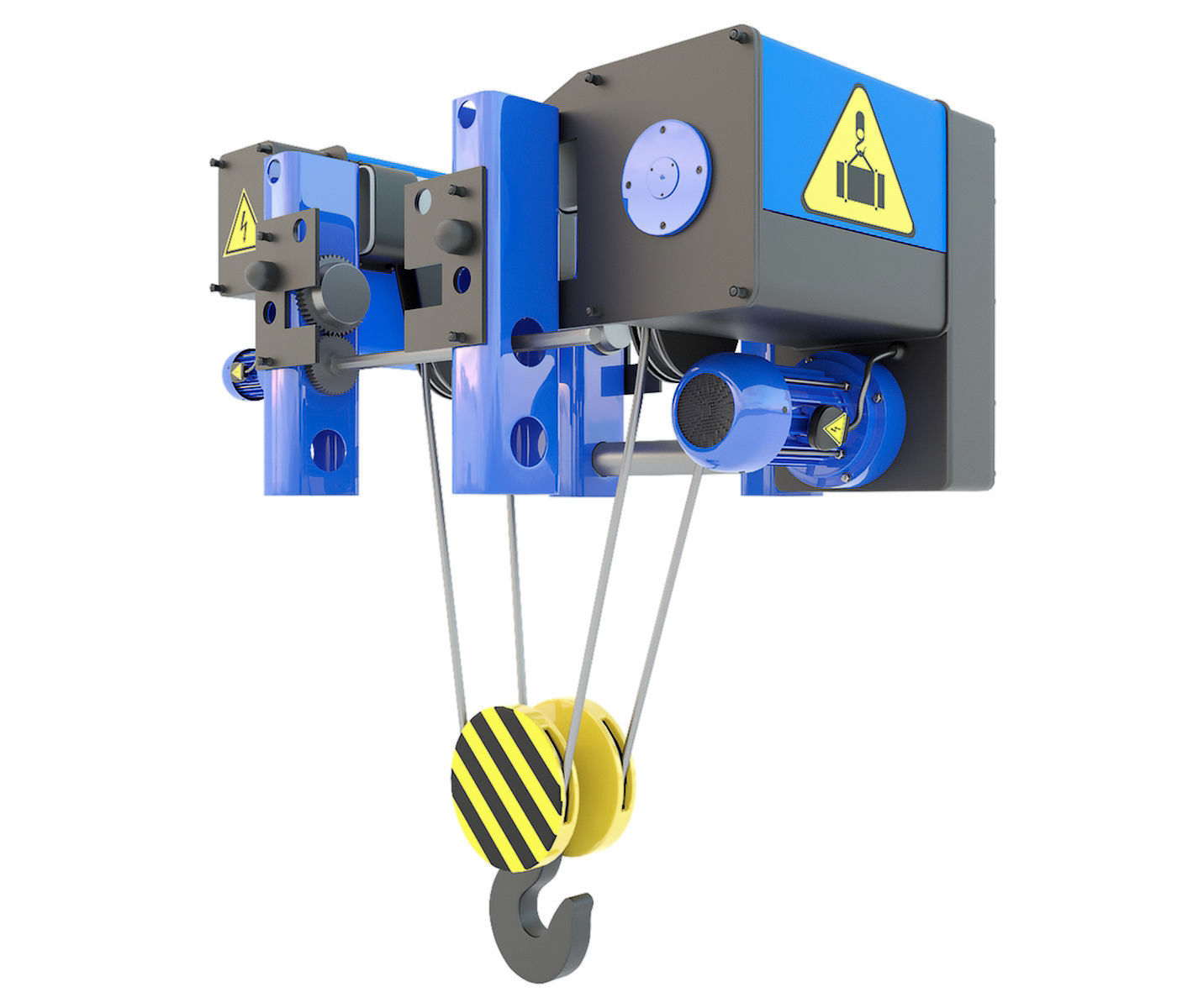 Electric crane hoist 3D model_1