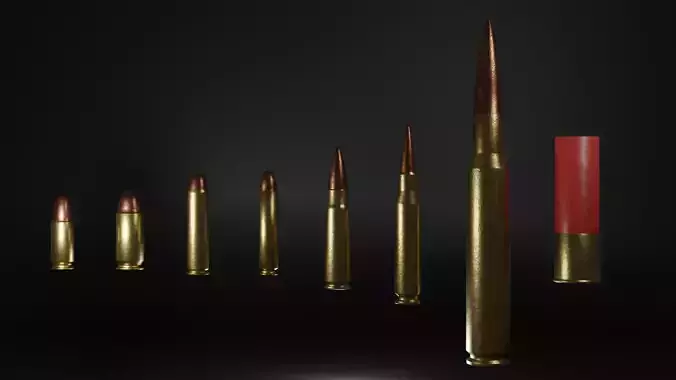 Eight Bullets Low-poly 3D model