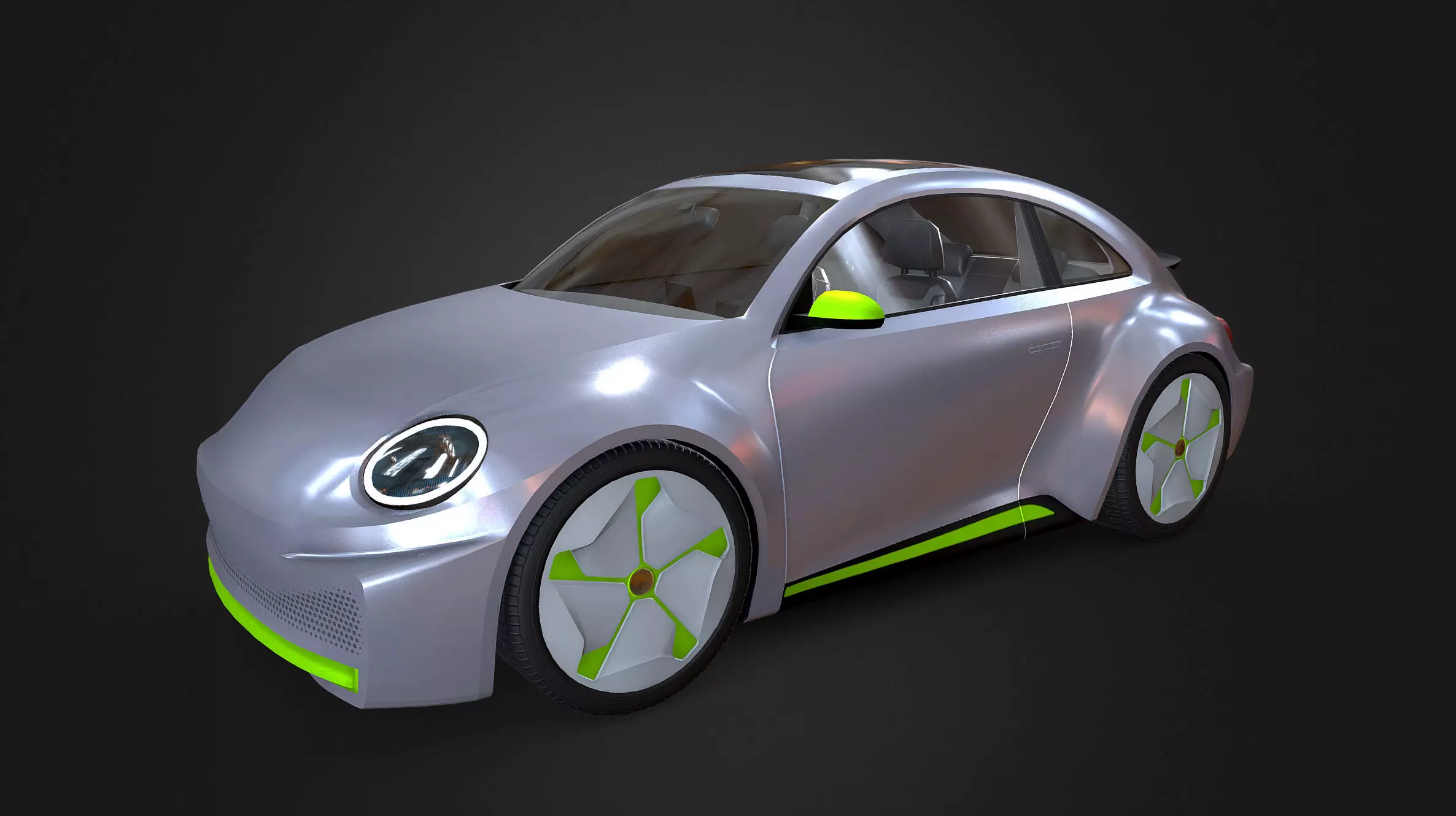 VW E-Beetle Concept Low-poly 3D model