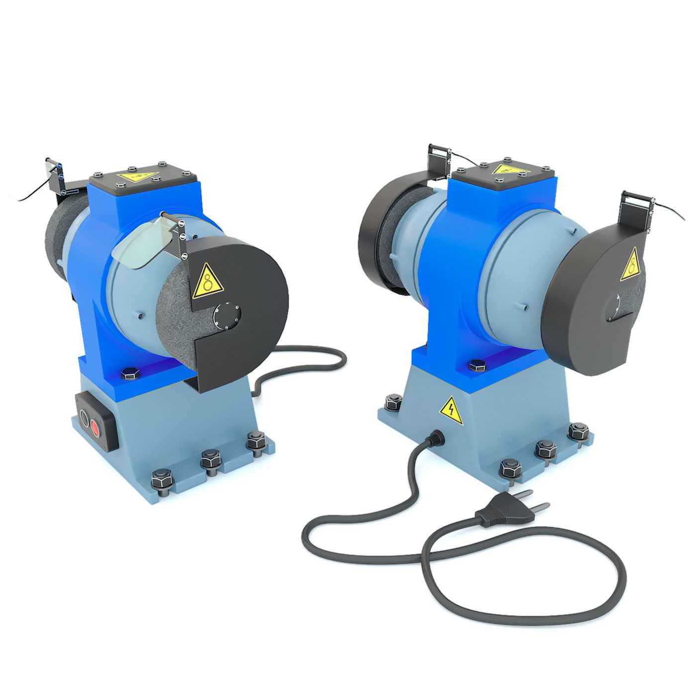 Industrial machine tool - Grinder machine blue 3D model_7