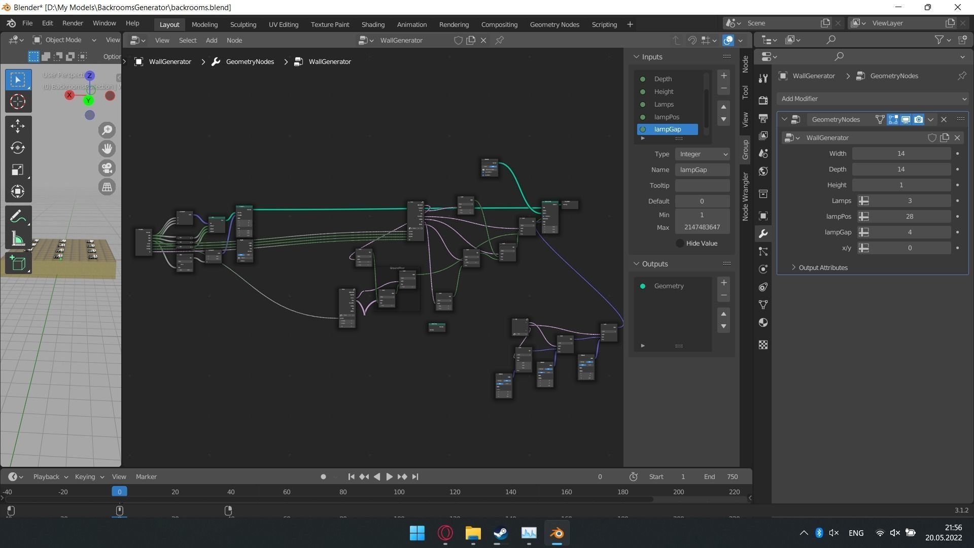 Modular backrooms assets with Blender Generator  Low-poly 3D model_16