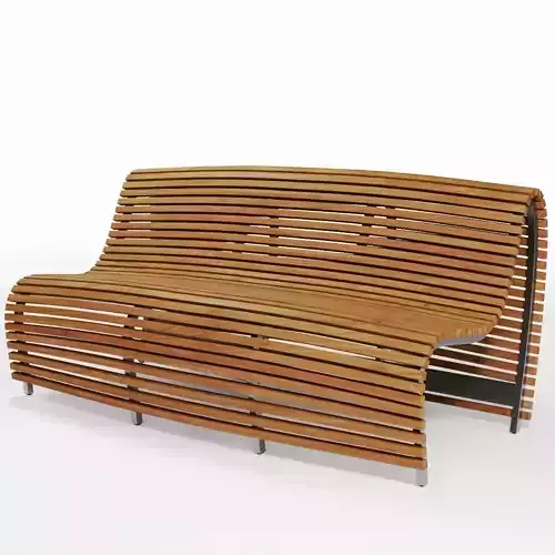 Curved Wooden Bench