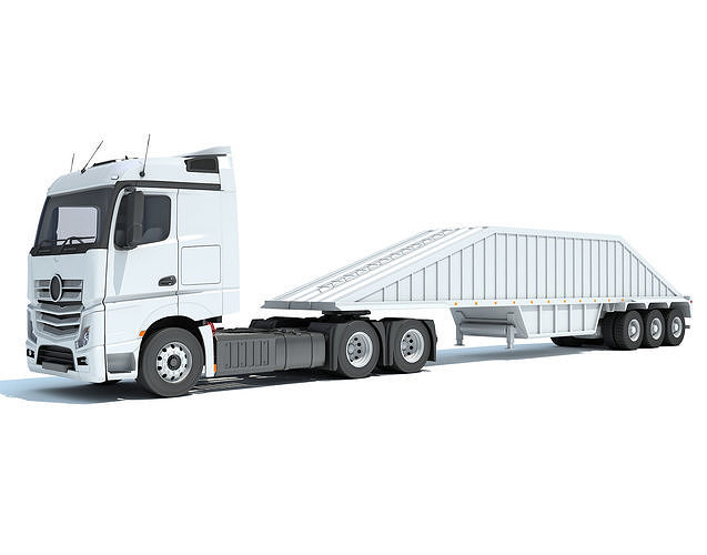 Truck with Bottom Dump Trailer 3D model