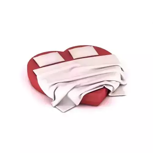 Red Heart Shaped Mattress Bed 3D model