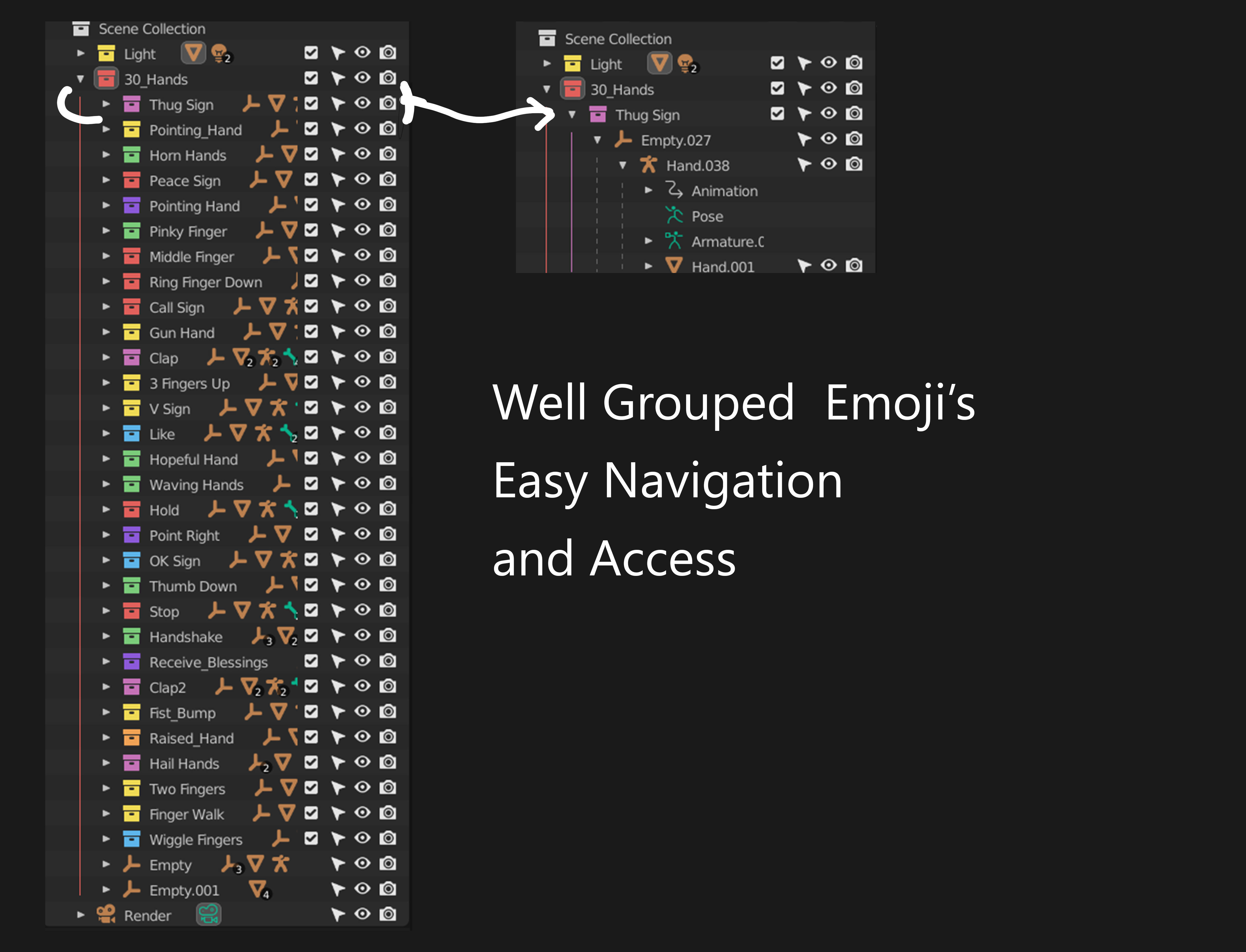 30 Rigged and Animated Hand Signs Low-poly 3D model_2