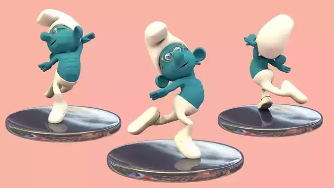SMURF BRAINY PITUFO Low-poly 3D model