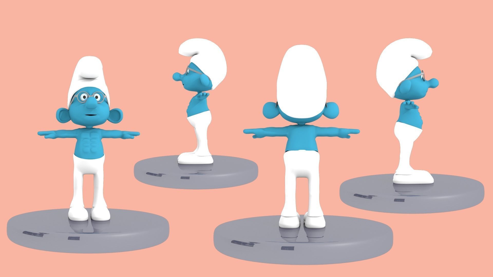 SMURF BRAINY PITUFO Low-poly 3D model_1
