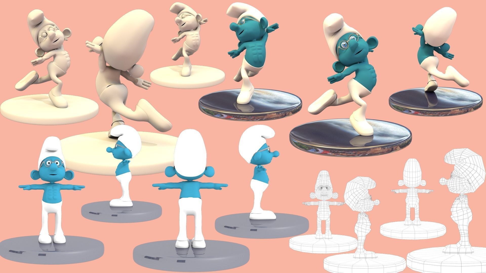 SMURF BRAINY PITUFO Low-poly 3D model_23