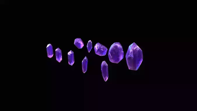 Crystal Low Poly Pbr Set amethyst