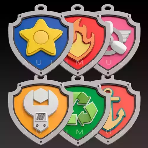 PAW PATROL BADGES SET 1 3D print model