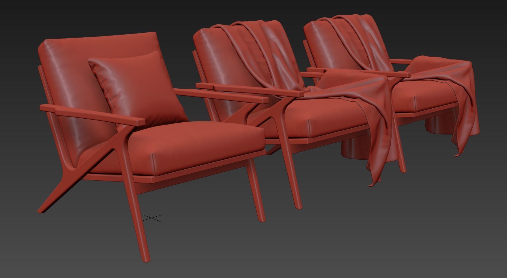 Cavett Wood Frame Armchair by Crate and Barrel 3D model_8