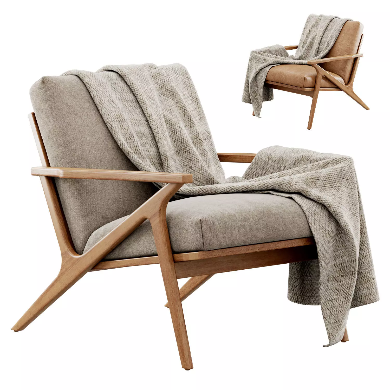 Cavett Wood Frame Armchair by Crate and Barrel 3D model_0