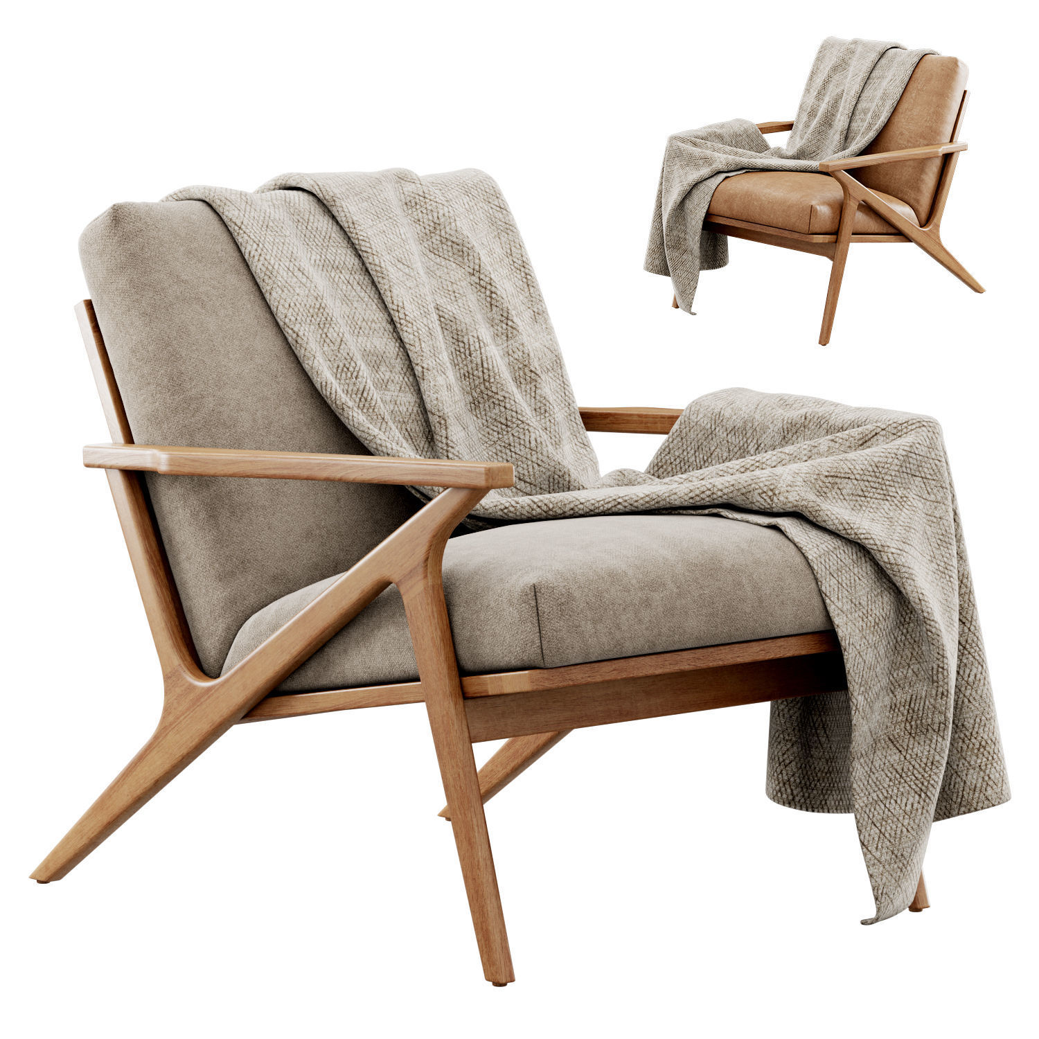 Cavett Wood Frame Armchair by Crate and Barrel 3D model_0