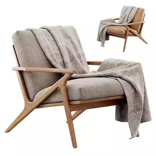 Cavett Wood Frame Armchair by Crate and Barrel 3D model