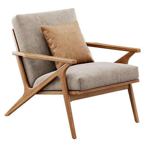 Cavett Wood Frame Armchair by Crate and Barrel 3D model 3