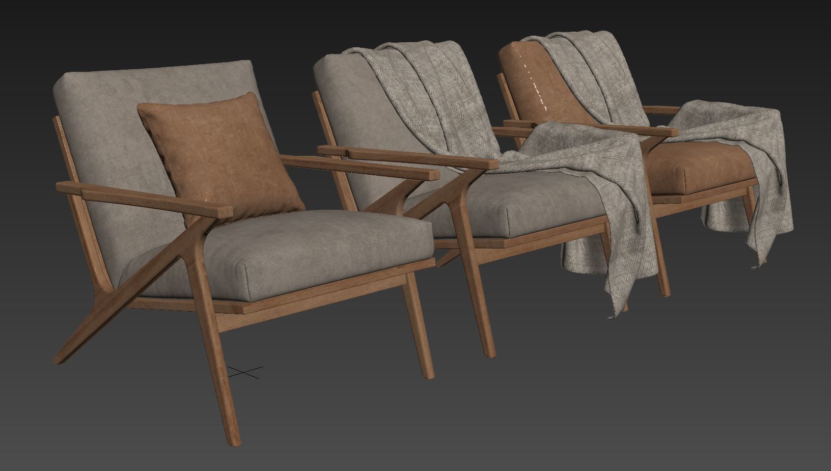Cavett Wood Frame Armchair by Crate and Barrel 3D model_7