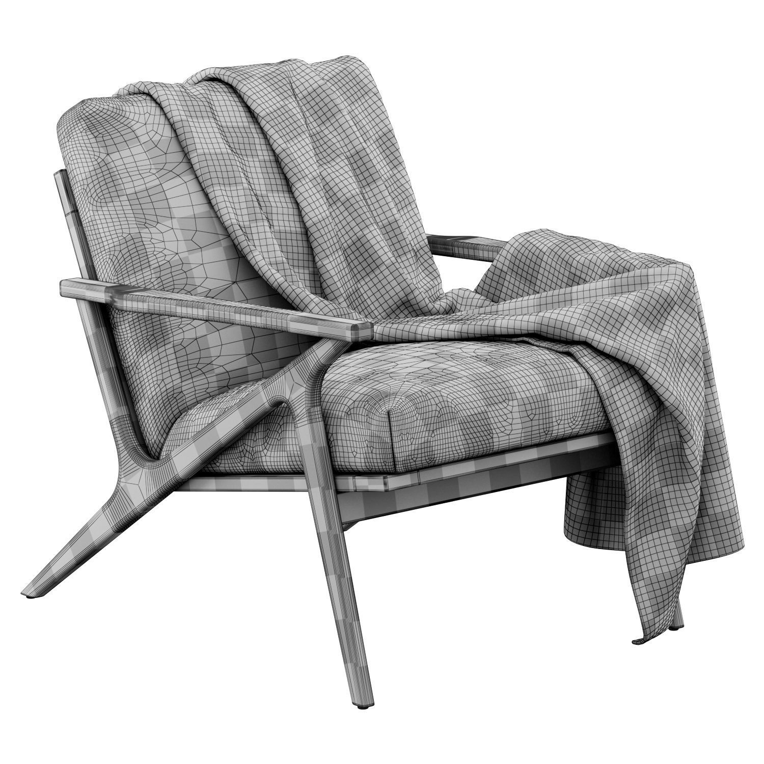 Cavett Wood Frame Armchair by Crate and Barrel 3D model_4