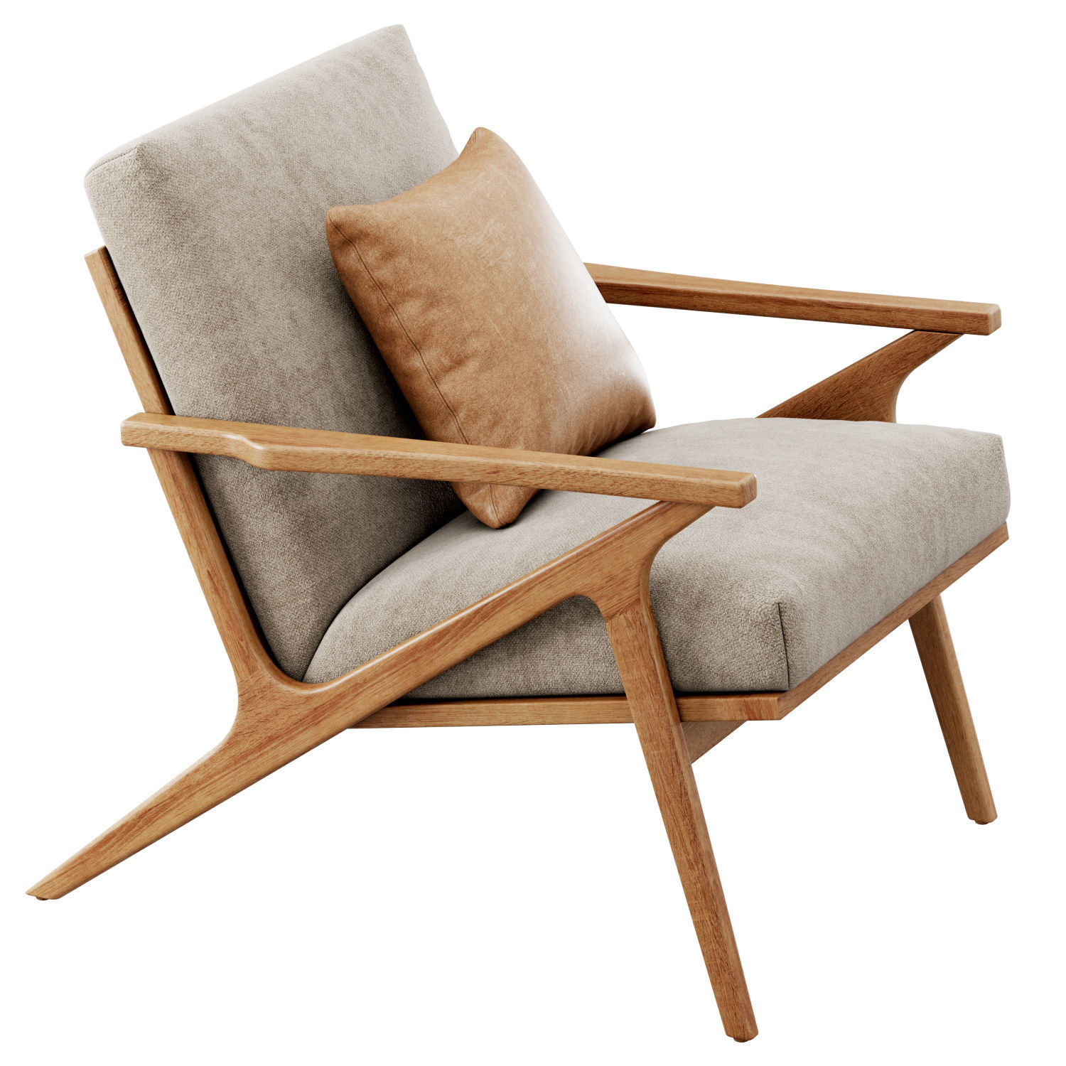 Cavett Wood Frame Armchair by Crate and Barrel 3D model_10
