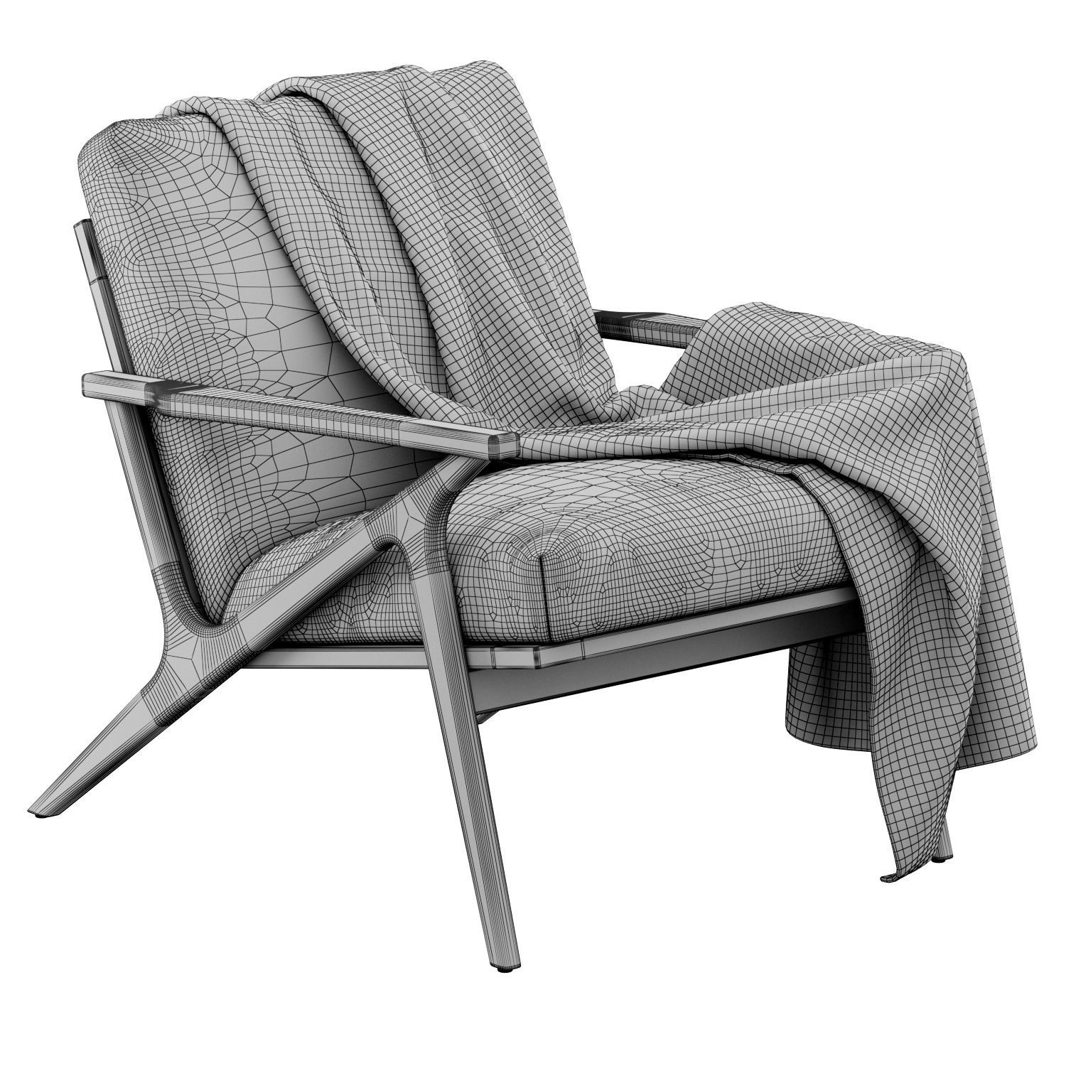 Cavett Wood Frame Armchair by Crate and Barrel 3D model_11