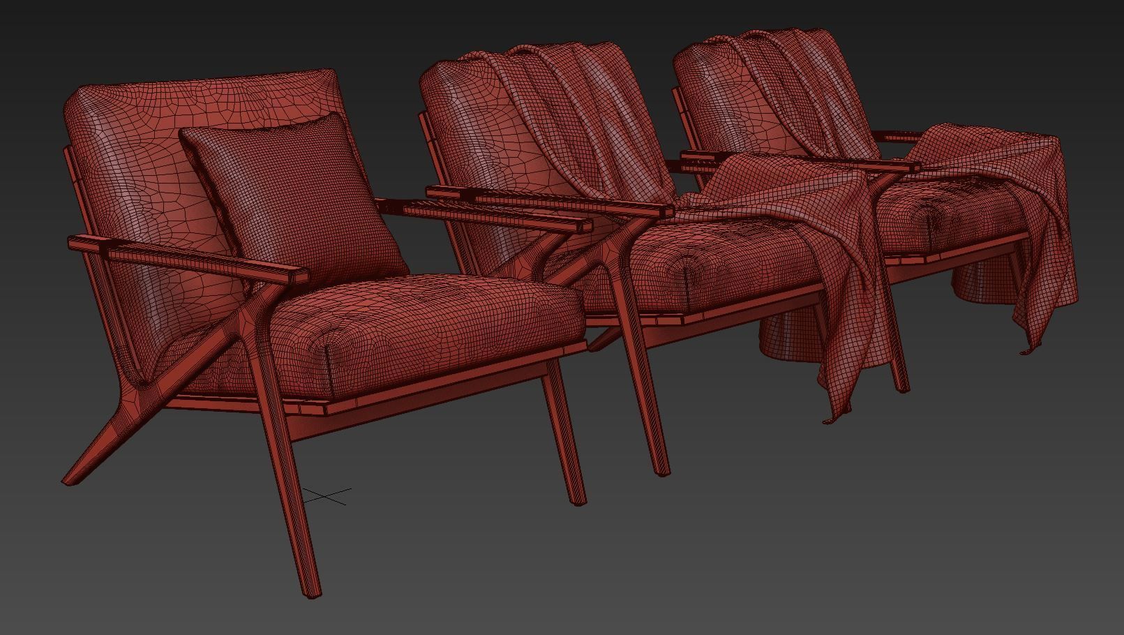 Cavett Wood Frame Armchair by Crate and Barrel 3D model_9