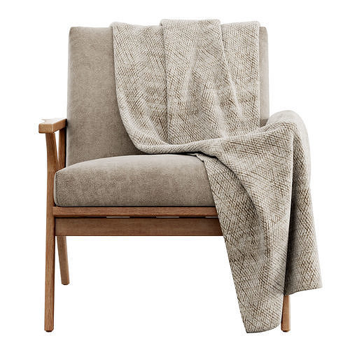 Cavett Wood Frame Armchair by Crate and Barrel 3D model 6