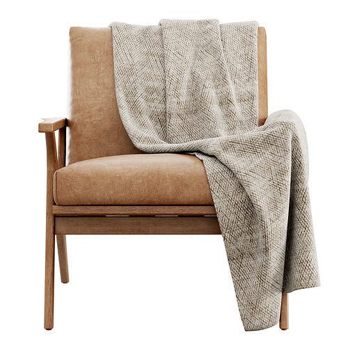 Cavett Wood Frame Armchair by Crate and Barrel 3D model 7